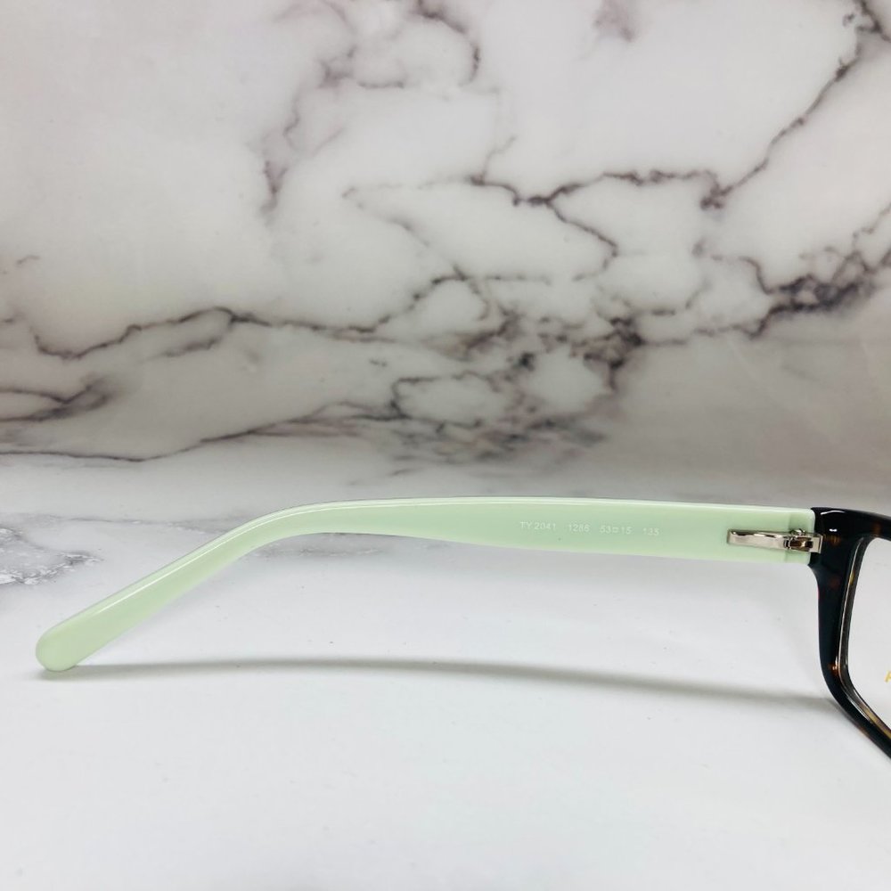 Tory Burch Rectangular Tortoise Brown & Green Min… - image 5